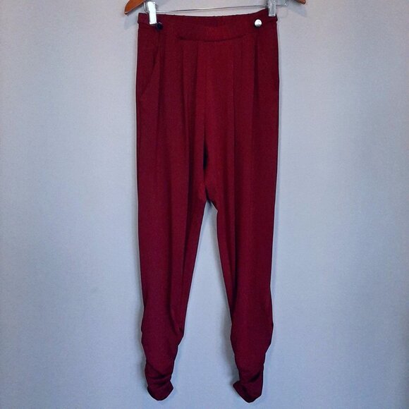 3/$20 Another Story Burgundy Ruched Ankle Pants Womens Size Small Red - Picture 7 of 13